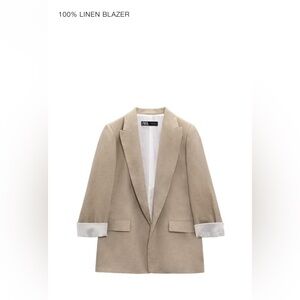 Zara 100% linen blazer. Tan. Size XS.